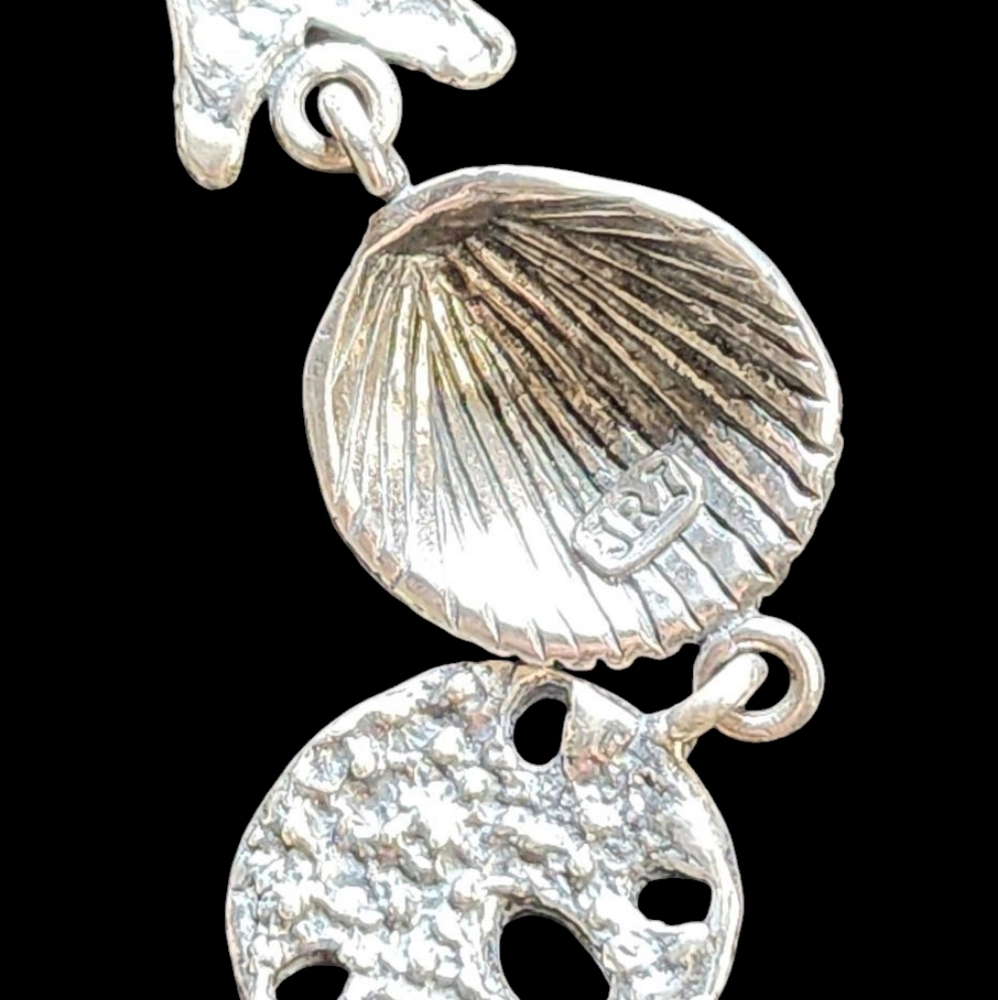 Sterling Silver Toggle Bracelet Seashell Starfish… - image 6